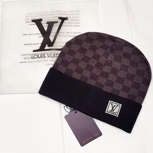 Louis Vuitton Black and Purple Knit Beanie